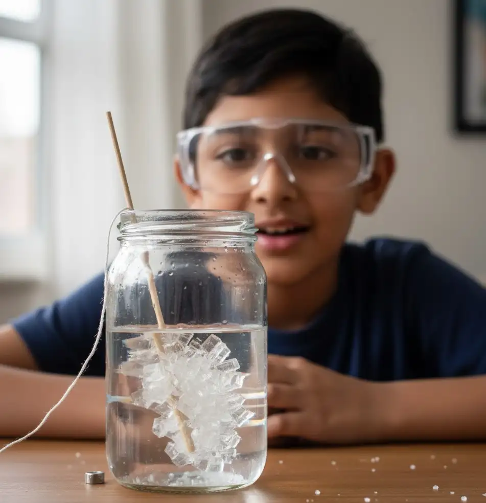 Growing crystals chemistry experiment